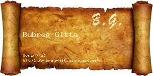 Bubreg Gitta névjegykártya